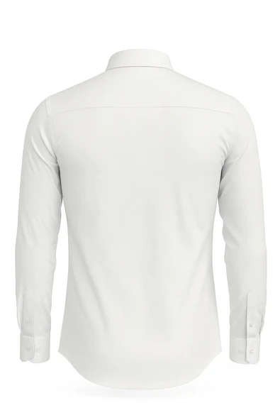 Erkek Beyaz Klasik Gömlek – Slim Fit, Düz Model, Şık Ofis & Günlük Kombin - Resim 5