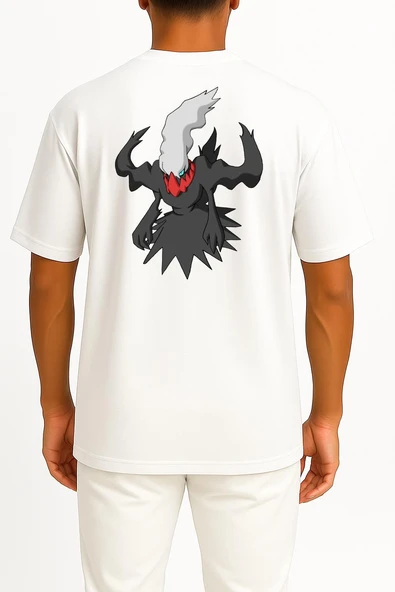 Oversize Darkrai Cep ve Sırt Tasarımlı Unisex T-Shirt - Resim 7