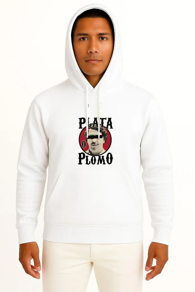 Kapüşonlu Plata O Plomo Escobar Göğüs Baskılı Unisex Sweatshirt ürün görseli