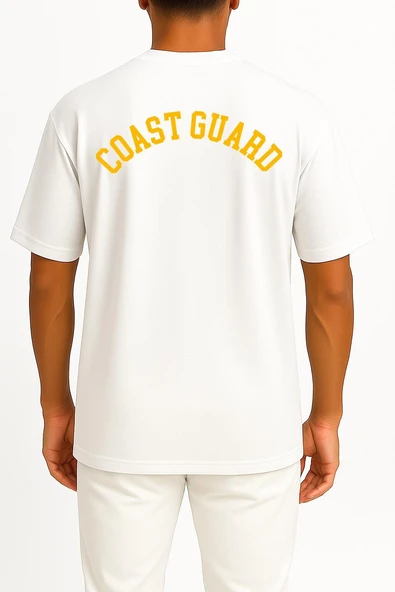 Oversize Coast Guard Sırt Tasarımlı Unisex T-Shirt - Resim 3