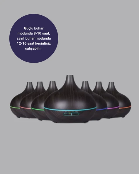 550 ml Ultrasonik Uçucu Yağ Difüzörü 7 Renk LED Işıklı ve Zaman Ayarlı - Resim 3