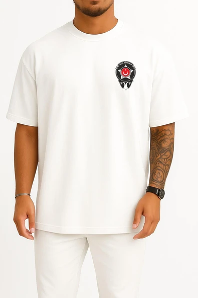 Oversize Özel Güvenlik Cep ve Sırt Tasarımlı Unisex T-Shirt - Resim 10