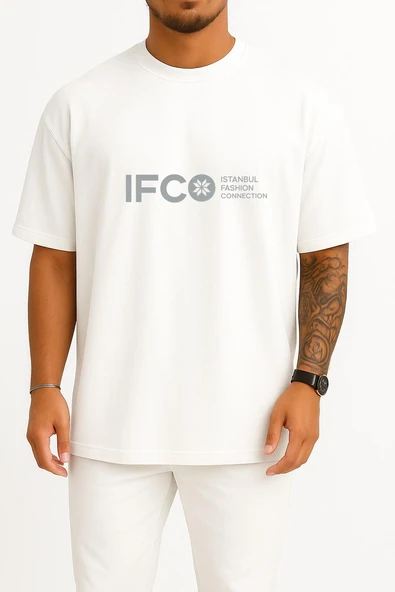 Oversize İfco İstanbul Fashion Connection Göğüs Tasarımlı Unisex T-Shirt - Resim 5
