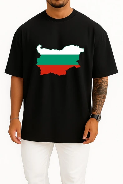 Oversize Flag Of Bulgaria Map Collection Göğüs Tasarımlı Unisex T-Shirt - Resim 11