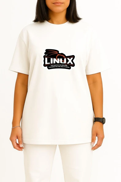 Oversize Kali Linux Göğüs Baskılı Unisex T-Shirt - Resim 2