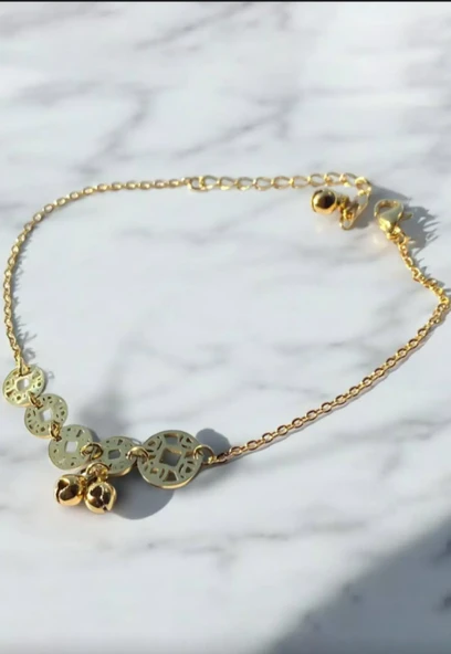 Altın Renk Zincir Detaylı Çelik Bileklik ürün görseli 1