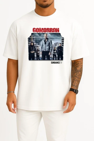 Oversize Gomorrah Series And Season Folder İcons, Gomorrah Göğüs Tasarımlı Unisex T-Shirt ürün görseli