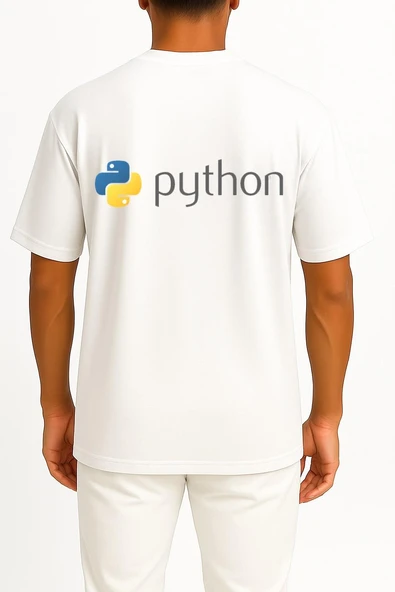 Oversize Python Programming Language Cep ve Sırt Tasarımlı Unisex T-Shirt - Resim 8