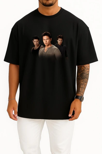 Oversize Tyson Houseman Robert Pattinson Booboo Stewart Göğüs Tasarımlı Unisex T-Shirt - Resim 9