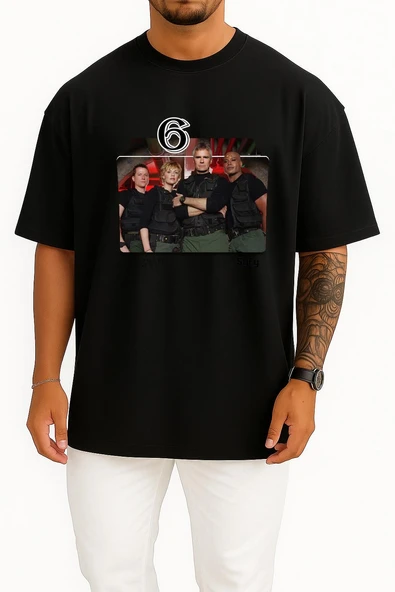 Oversize Stargate Sg 1 Series And Season Folder İcons, Stargate Göğüs Tasarımlı Unisex T-Shirt - Resim 11