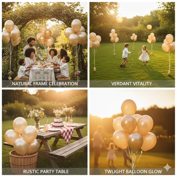 10 Adet Krem Parıltılı Metalik Balonlar ✨ Parti & Kutlama Paketi - Resim 3