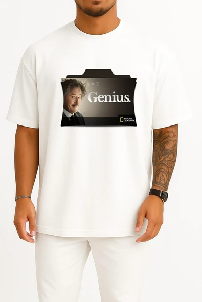 Oversize Genius Season 1 Tv Series Folder Icon, Genius Transparent Background Göğüs Tasarımlı Unisex T-Shirt - Resim 5