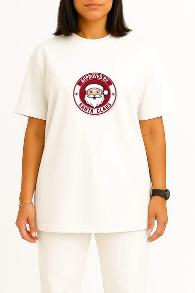 Oversize Santa Claus Noel Göğüs Baskılı Unisex T-Shirt - Resim 5