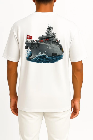 Oversize Tcg Akın A-584 Cep ve Sırt Tasarımlı Unisex T-Shirt - Resim 2