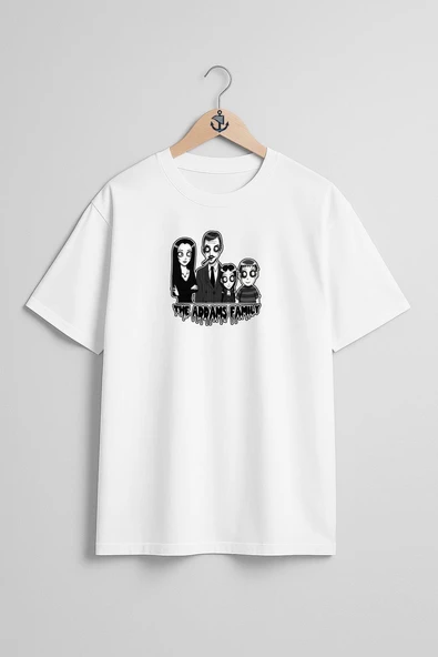 Oversize The Addams Family Göğüs Tasarımlı Unisex T-Shirt ürün görseli