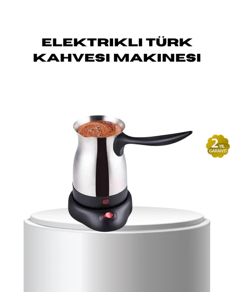 Paslanmaz Çelik Elektrikli Cezve 800W 6 Fincan Kapasiteli ürün görseli 1