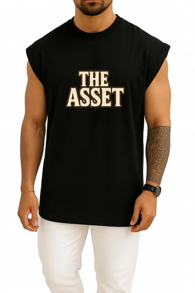 Oversize The Asset Yabancı Dizi Göğüs Baskılı Atlet - Resim 9