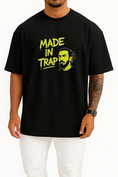 Oversize Ezhel Graffiti Style - Made İn Trap Göğüs Tasarımlı Unisex T-Shirt - Resim 9