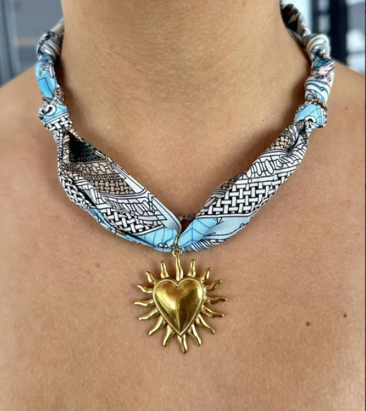 Karışık Renk Kalp Figürlü Tasarım Çelik Kolye ürün görseli 1