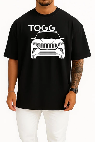 Oversize Togg T10x Yerli Oto Göğüs Tasarımlı Unisex T-Shirt - Resim 9