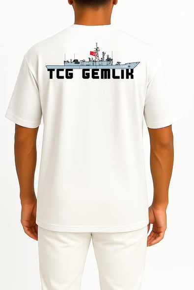 Oversize TCG Gemlik F-492 Cep ve Sırt Tasarımlı Unisex T-Shirt - Resim 5
