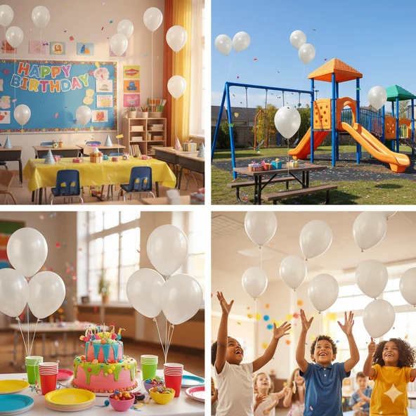 10 Adet Krem Parıltılı Metalik Balonlar ✨ Parti & Kutlama Paketi - Resim 2