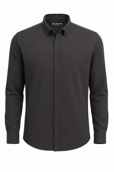 Gewer Uzun Kol Slim Fit İçi Polarlı Erkek Gömlek - 7440 - Resim 11