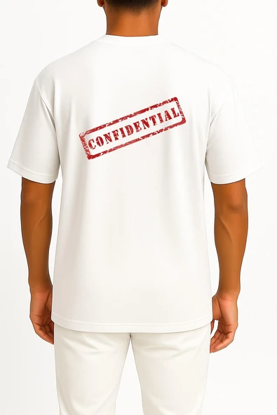 Oversize Confidentiality Secrecy Document Cep ve Sırt Tasarımlı Unisex T-Shirt - Resim 8