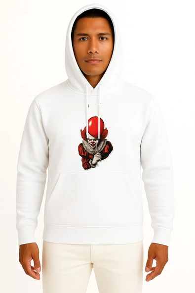 Kapüşonlu Pennywise Göğüs Baskılı Unisex Sweatshirt ürün görseli