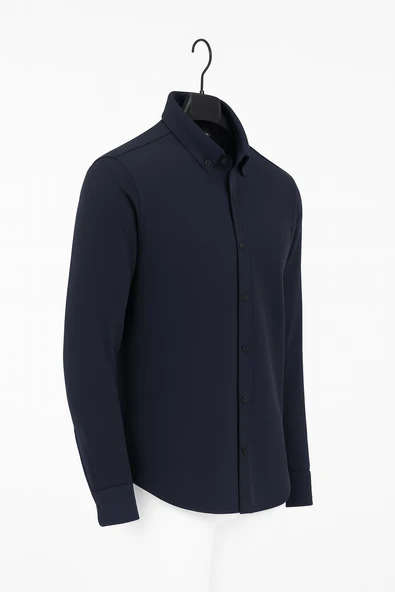 Gewer Uzun Kol Slim Fit İçi Polarlı Erkek Gömlek - 7440 - Resim 8