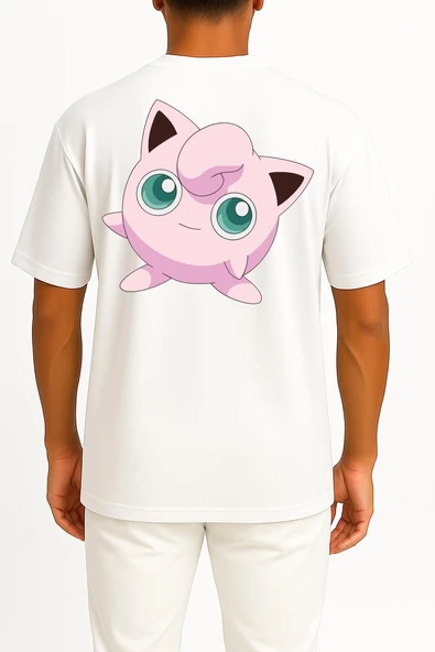 Oversize Jigglypuff Cep ve Sırt Tasarımlı Unisex T-Shirt - Resim 7