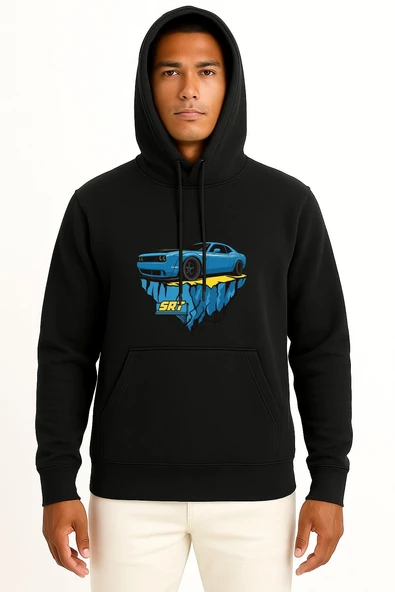 Kapüşonlu Dodge Srt Göğüs Baskılı Unisex Sweatshirt - Resim 11