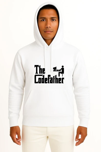 Kapüşonlu The Codefather - Bilgisayar Programcısı Göğüs Baskılı Unisex Sweatshirt - Resim 3