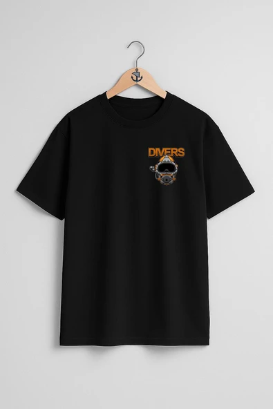 Oversize Divers Dalgıç Başlığı Cep Tasarımlı Unisex T-Shirt - Resim 11