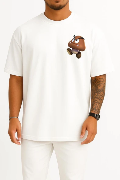 Oversize Potato Super Mario Cep Tasarımlı Unisex T-Shirt ürün görseli