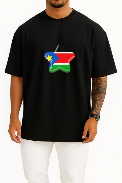 Oversize Flag Of South Sudan Göğüs Tasarımlı Unisex T-Shirt - Resim 11