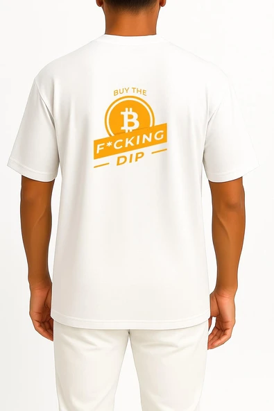 Oversize Buy The F-Cking Dip Bitcoin Cep ve Sırt Tasarımlı Unisex T-Shirt - Resim 8
