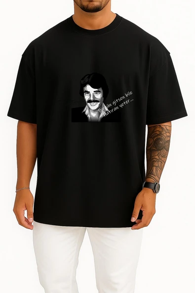 Oversize Ferdi Tayfur Hatıran Yeter Göğüs Tasarımlı Unisex T-Shirt - Resim 11