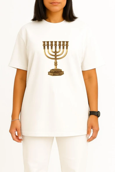 Oversize Temple İn Jerusalem Yahudi Bayram Göğüs Tasarımlı Unisex T-Shirt - Resim 8