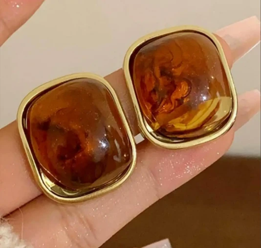 Altın Renk Leopar Desenli Küpe (Çift) ürün görseli 1