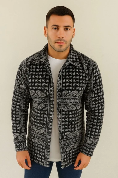 Erkek Polar Fermuarlı Sweatshirt – Kapüşonsuz, Cepli, Yumuşak Dokulu, Oversize Rahat Kalıp, Kışlık Sıcak Tutan Fermuarlı Üst - Siyah ürün görseli