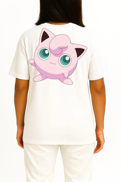 Oversize Jigglypuff Cep ve Sırt Tasarımlı Unisex T-Shirt - Resim 9