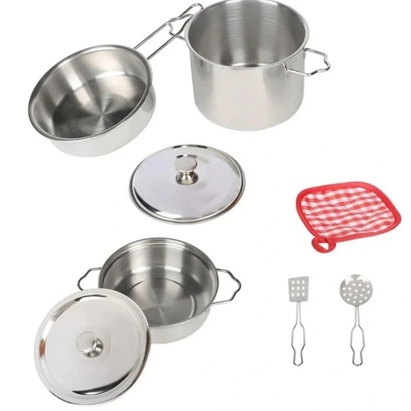 Çelik Tencere Tava Seti 8 Parça - Resim 2