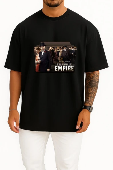 Oversize Boardwalk Empire Göğüs Tasarımlı Unisex T-Shirt - Resim 11