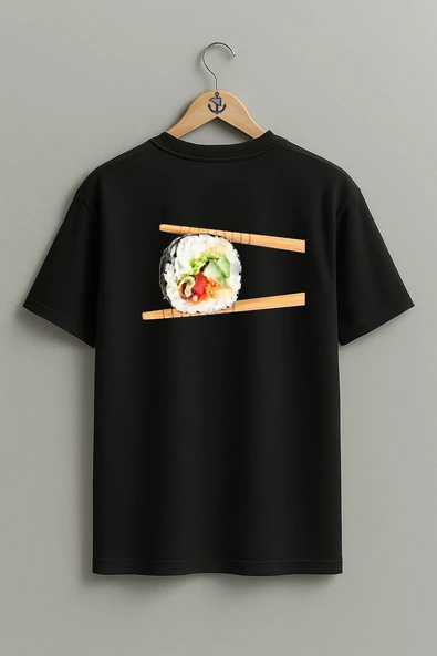 Oversize Sushi, Sushi Makizushi Japanese Cuisine Sırt Tasarımlı Unisex T-Shirt - Resim 11