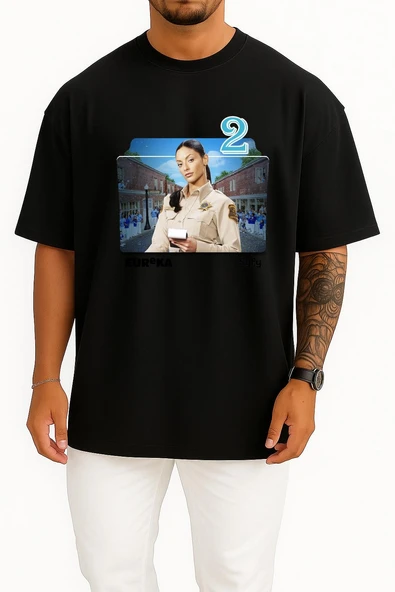 Oversize Eureka Series And Season Folder İcons, Eureka Logo Göğüs Tasarımlı Unisex T-Shirt - Resim 11