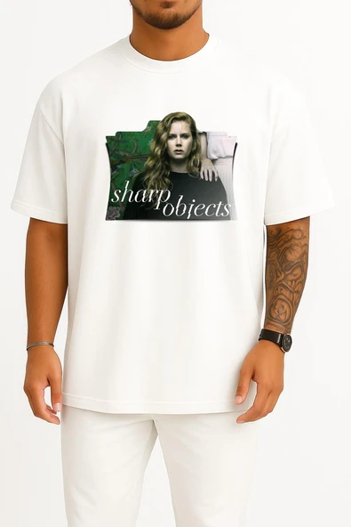 Oversize Sharp Objects Tv Series Folder Icon, Sharp Objects Göğüs Tasarımlı Unisex T-Shirt - Resim 5
