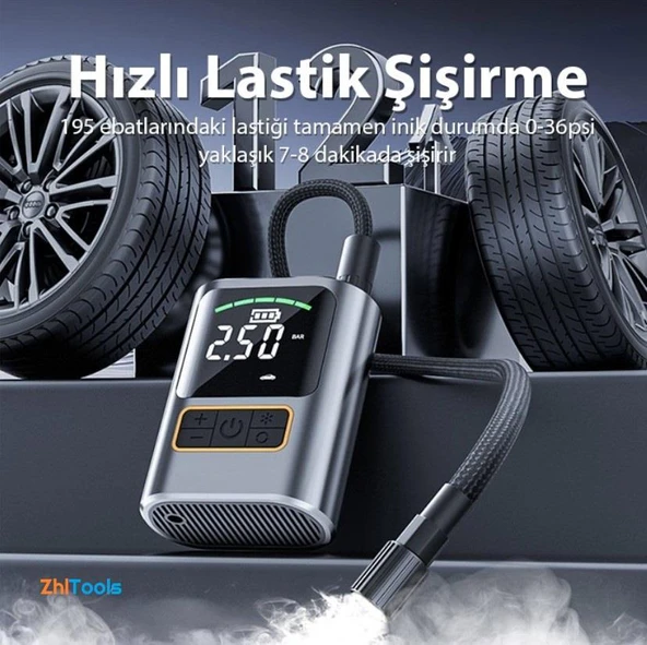 Zhltools ST-5528 Dijital Basınç Göstergeli Oto Lastik Şişirme Pompası Hava Kompresörü - Resim 4