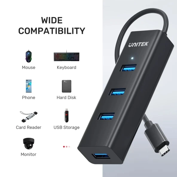 UNITEK TYPE-C TO 4 PORT USB 3.0 + TYPE-C Y-3089Z01 - Resim 4
