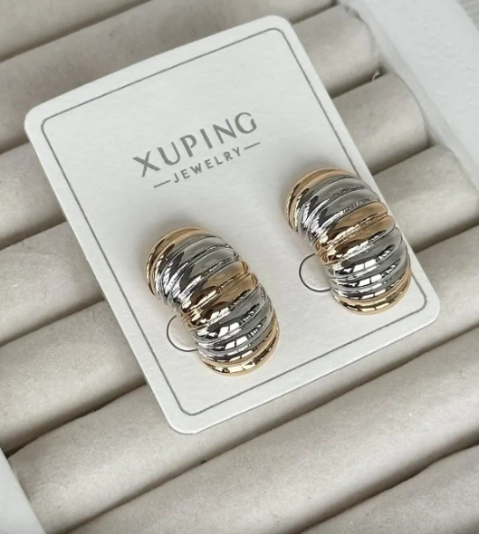 Altın Ve Gümüş Renk Çelik Xuping Küpe (Çift) ürün görseli 1